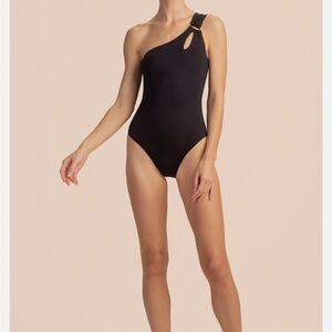 Trina Turk Black One-Shoulder One Piece Swimsuit